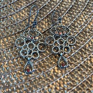 Pandora Silver and Red Snowflake Earrings